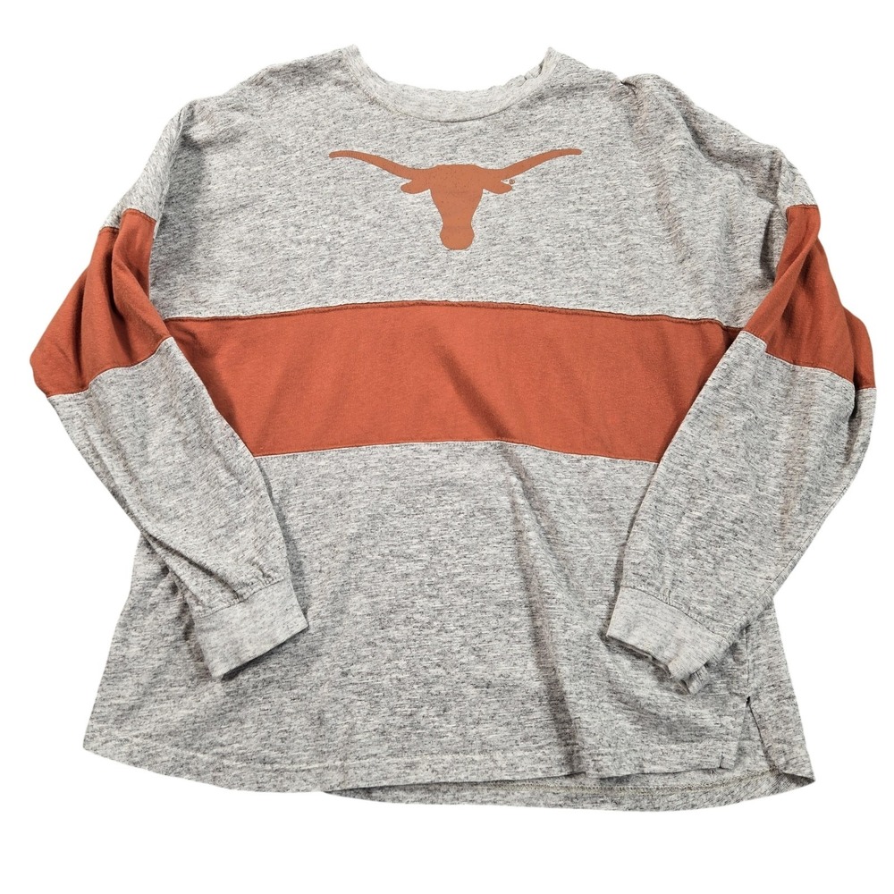 Texas Longhorns Shirt Womens Small Gray NCAA Football Pressbox Sweeper Top